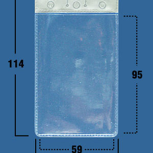 Кармашек для бейджа без крепления тонкий вертикальный с белой вставкой (59х95) IDС06